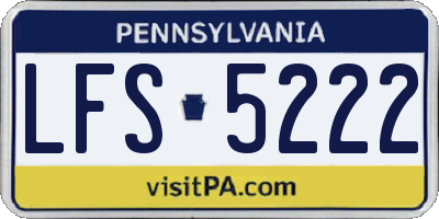 PA license plate LFS5222