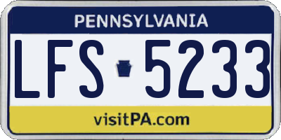 PA license plate LFS5233