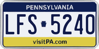 PA license plate LFS5240