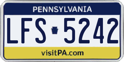 PA license plate LFS5242