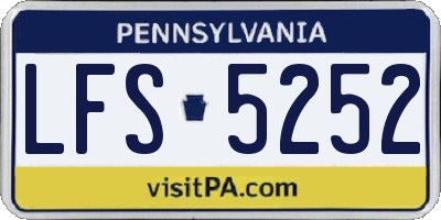 PA license plate LFS5252