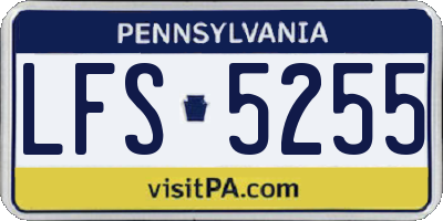 PA license plate LFS5255