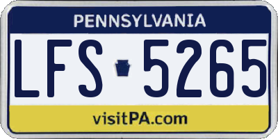 PA license plate LFS5265