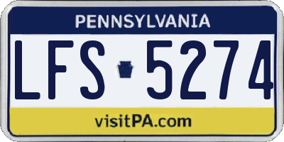 PA license plate LFS5274