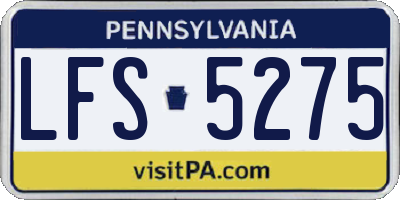 PA license plate LFS5275