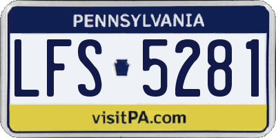 PA license plate LFS5281