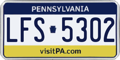 PA license plate LFS5302