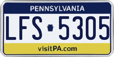 PA license plate LFS5305