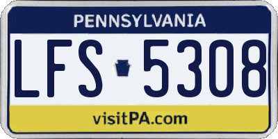 PA license plate LFS5308