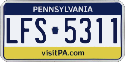 PA license plate LFS5311