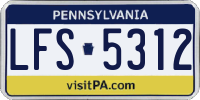 PA license plate LFS5312