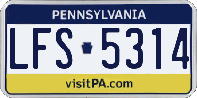 PA license plate LFS5314