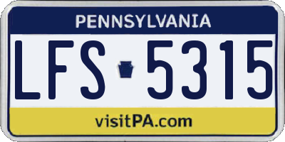 PA license plate LFS5315