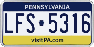 PA license plate LFS5316