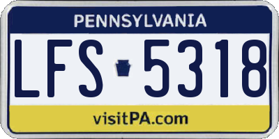 PA license plate LFS5318