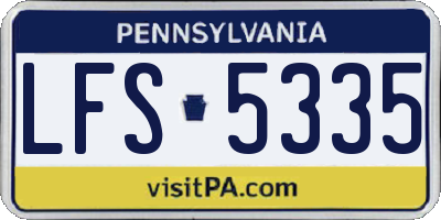 PA license plate LFS5335