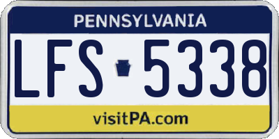 PA license plate LFS5338