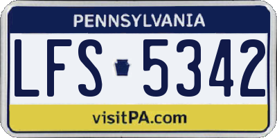 PA license plate LFS5342