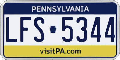 PA license plate LFS5344