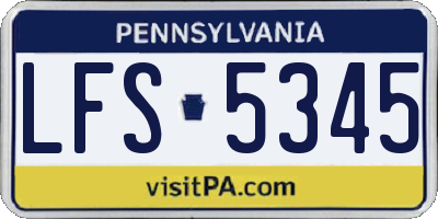 PA license plate LFS5345