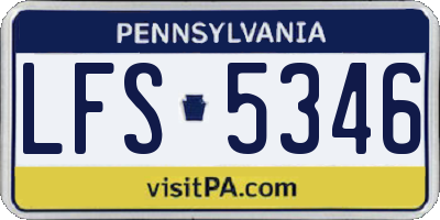 PA license plate LFS5346