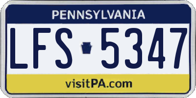 PA license plate LFS5347