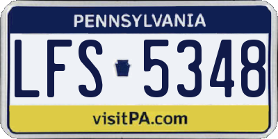 PA license plate LFS5348