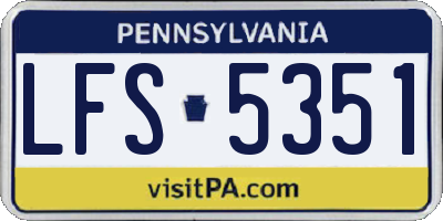 PA license plate LFS5351