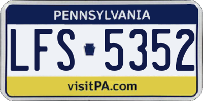 PA license plate LFS5352