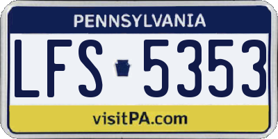 PA license plate LFS5353
