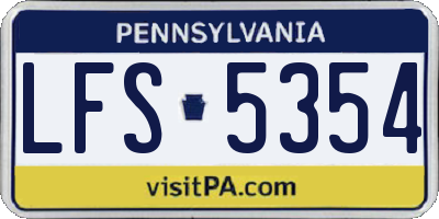 PA license plate LFS5354