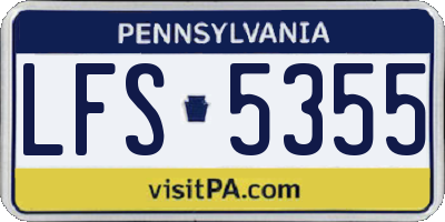 PA license plate LFS5355