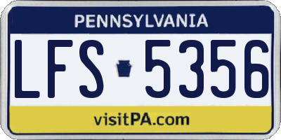 PA license plate LFS5356
