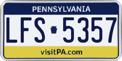 PA license plate LFS5357