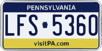 PA license plate LFS5360