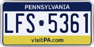 PA license plate LFS5361