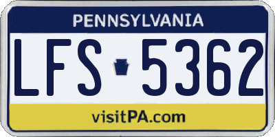 PA license plate LFS5362