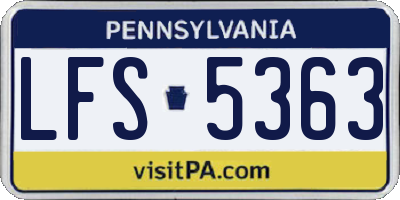 PA license plate LFS5363