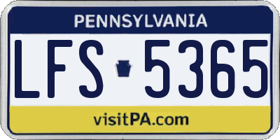PA license plate LFS5365