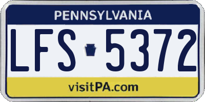 PA license plate LFS5372