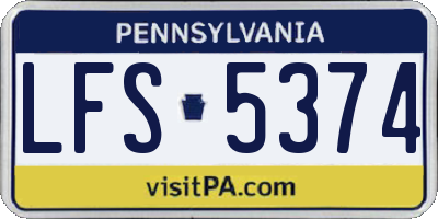 PA license plate LFS5374