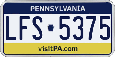 PA license plate LFS5375