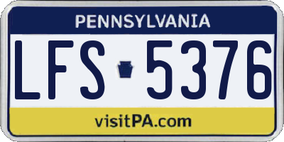 PA license plate LFS5376