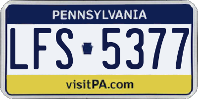 PA license plate LFS5377