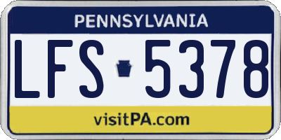 PA license plate LFS5378
