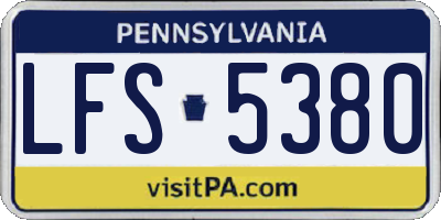 PA license plate LFS5380
