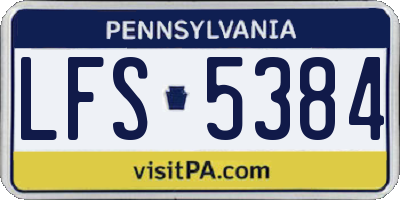 PA license plate LFS5384
