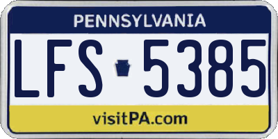 PA license plate LFS5385