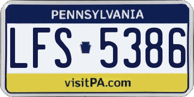 PA license plate LFS5386
