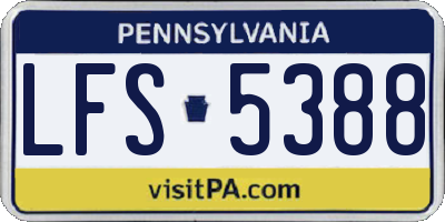 PA license plate LFS5388